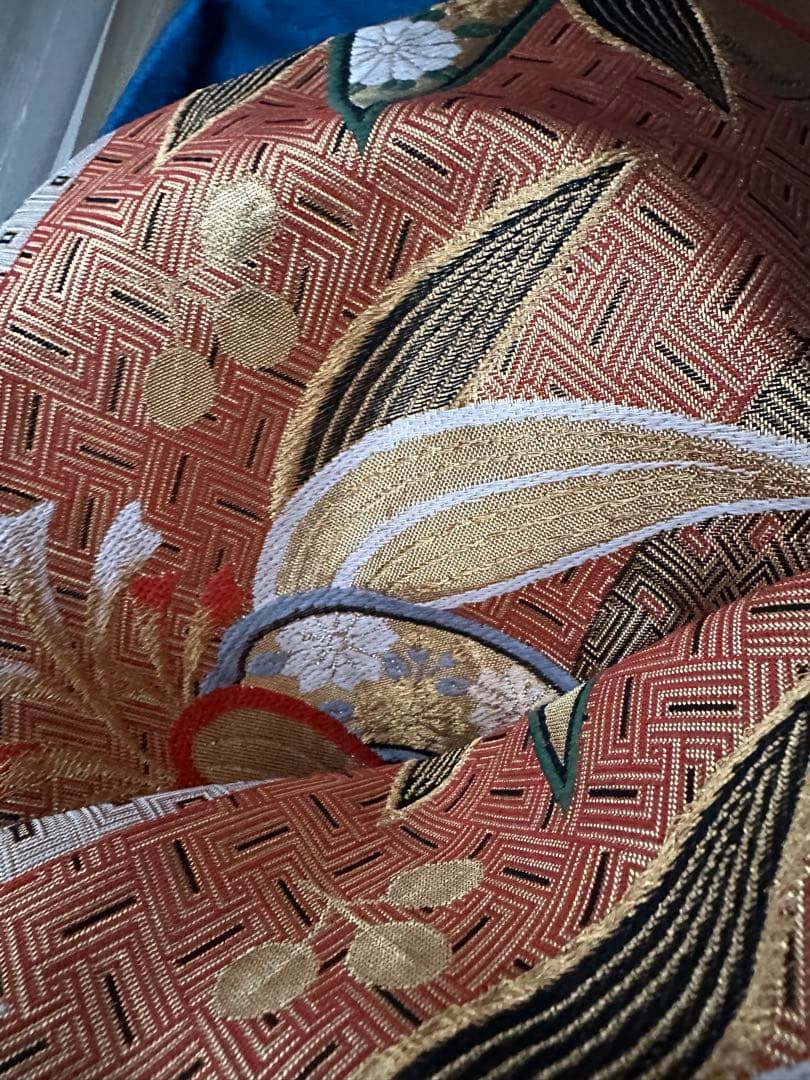 るう様専振袖フルセット ロイヤルブルー 竹笹模様 金駒刺繍