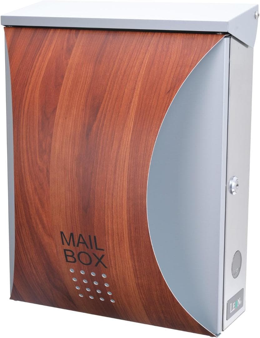 LEON　レオン　MB5207 郵便ポスト 壁掛け　鍵　ブラウン　プラムウッド