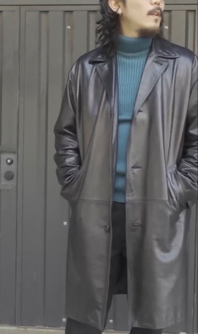 Time is on レザー ステンカラーコート