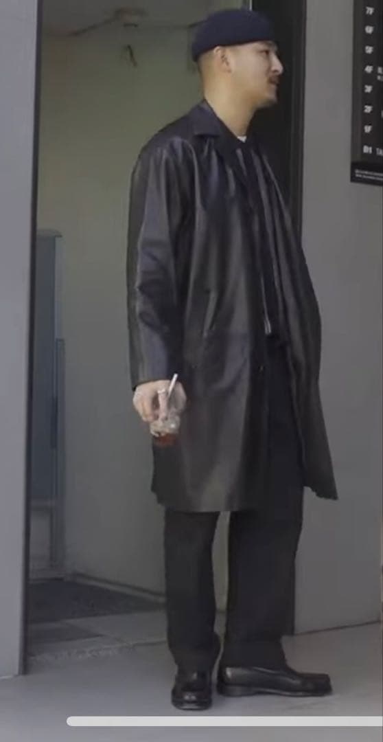 Time is on レザー ステンカラーコート