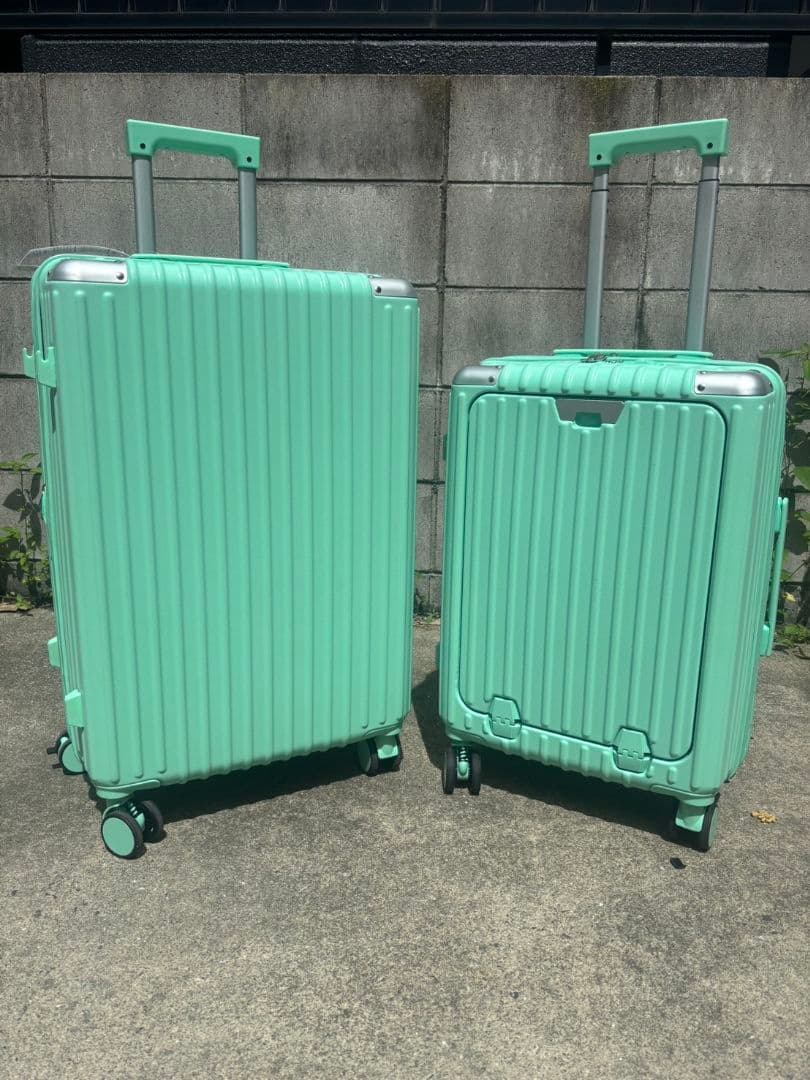 新品 М＆Sサイズ TSAロック付 多機能スーツケース ミントグリーン 2個