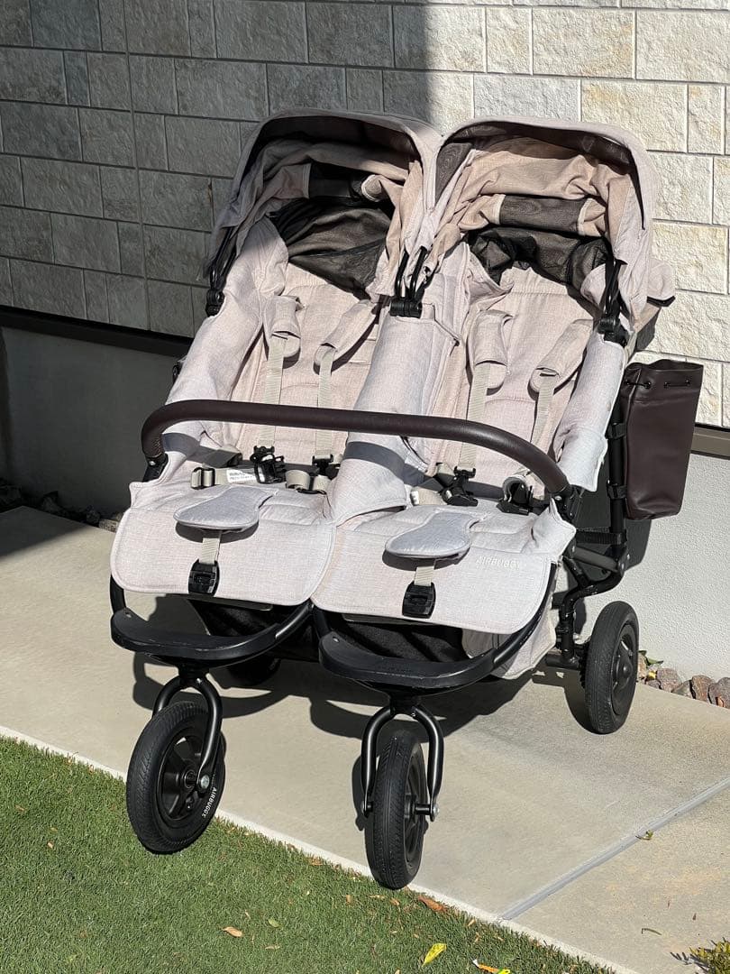 【りみ】エアバギー 2人用ベビーカー ココダブルEX アースグレー