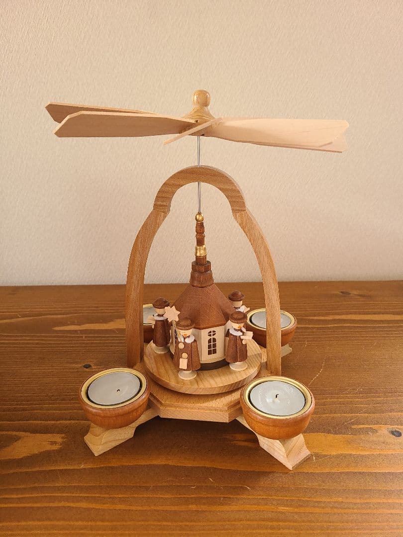 ドイツ・クリスマスピラミッド「ウィンドミル 聖夜の教会」