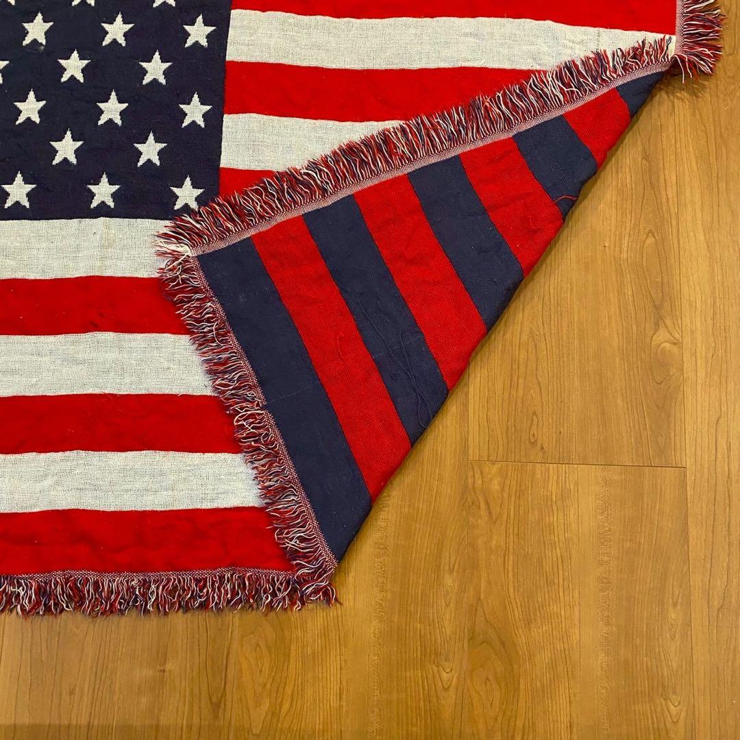 ヴィンテージ　ラグ　タペストリー　136×106　アメリカ　国旗　USインテリア