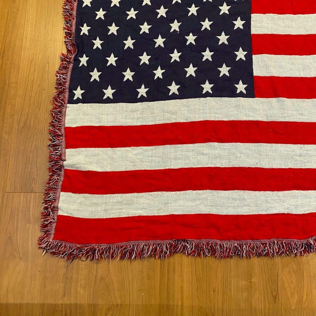 ヴィンテージ　ラグ　タペストリー　136×106　アメリカ　国旗　USインテリア
