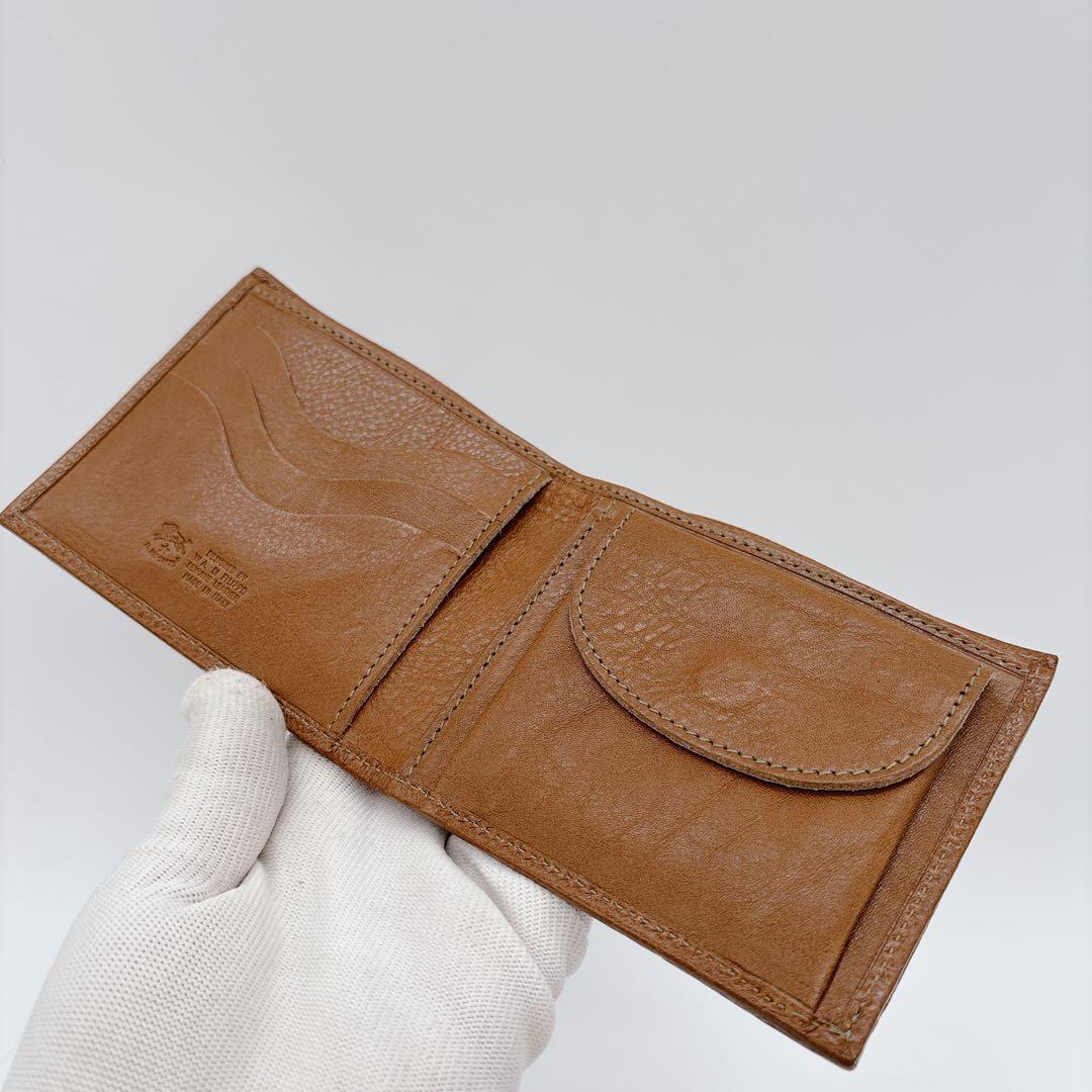 未使用級♡イルビゾンテ 二つ折り財布 型押し レザー ブラウン コンパクト