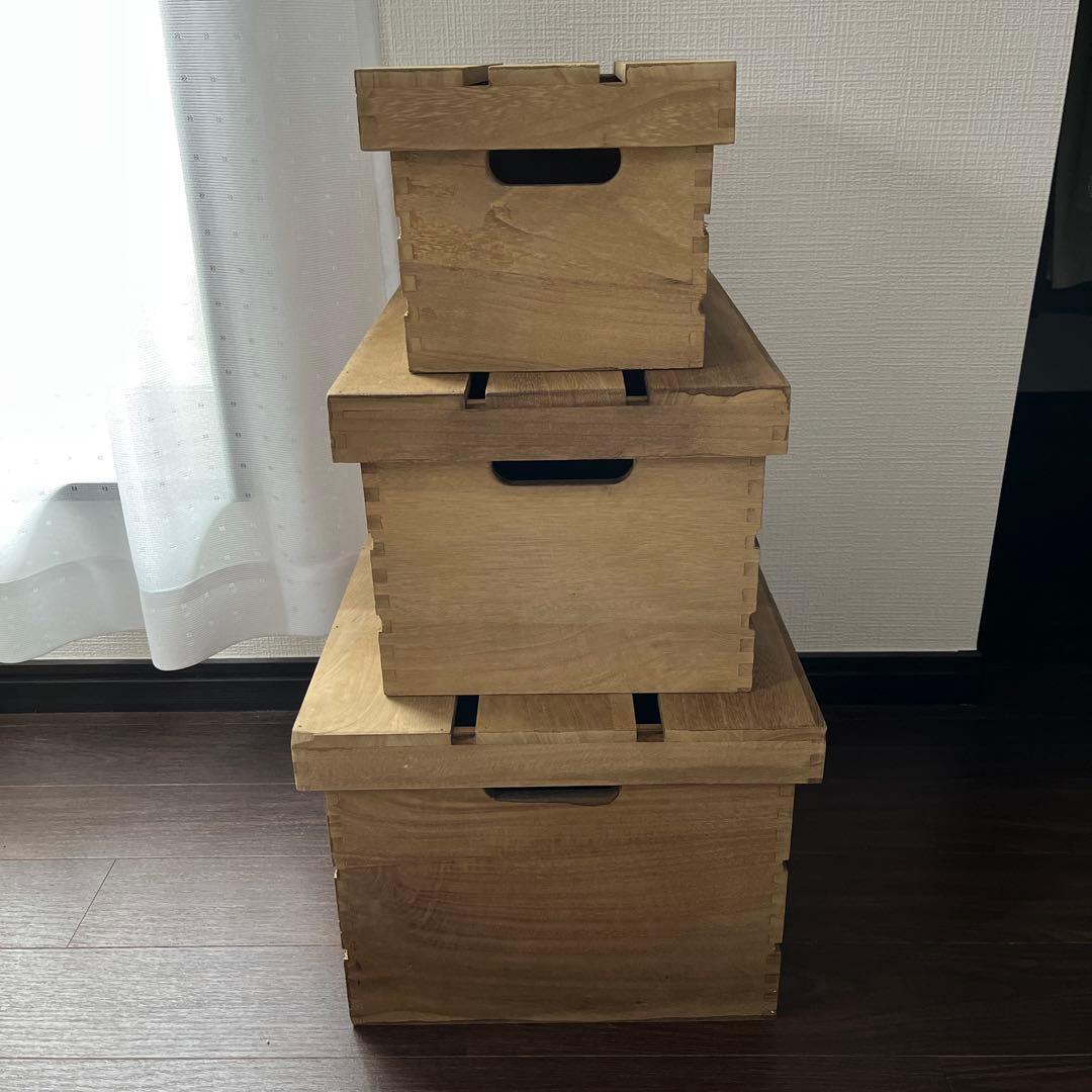 ふた付き木箱3サイズセット　新品