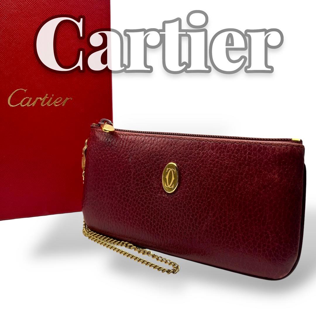 Cartier ボルドー レザー レディース ポーチ 8044