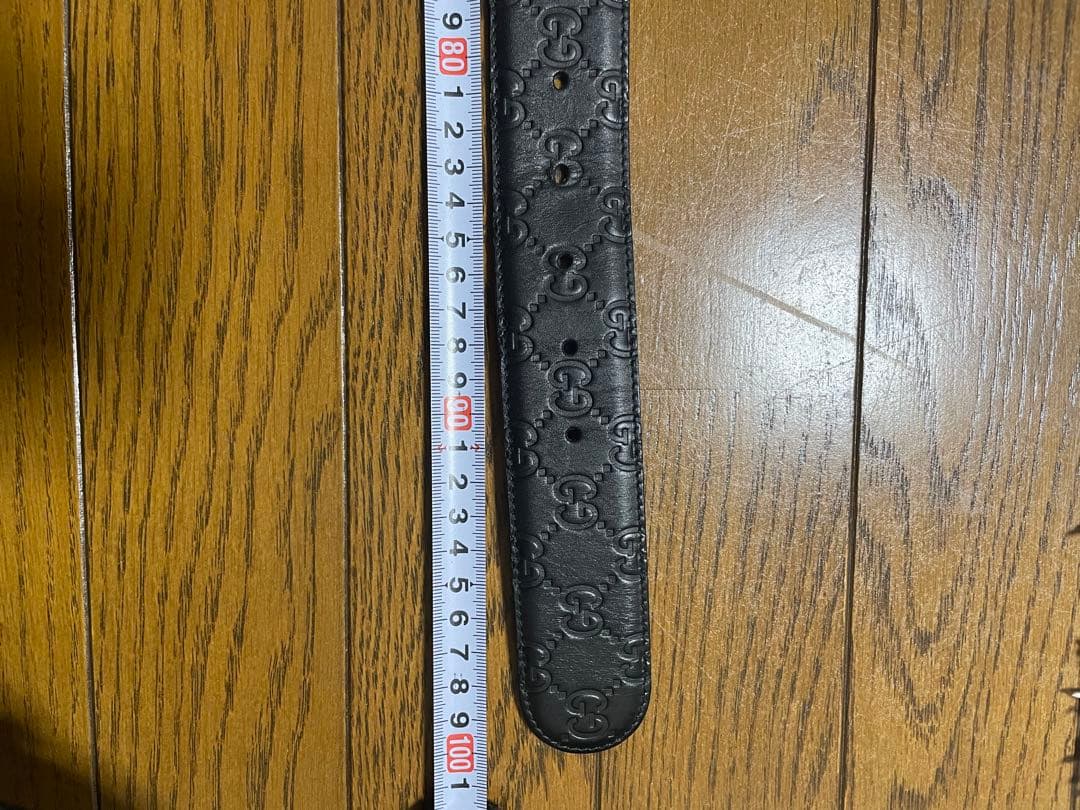 正規品）GUCCI ブラックレザー ベルト ダブルGバックル