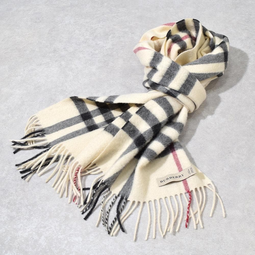 英国製 バーバリー BURBERRY カシミヤ100％ メガチェック ストール