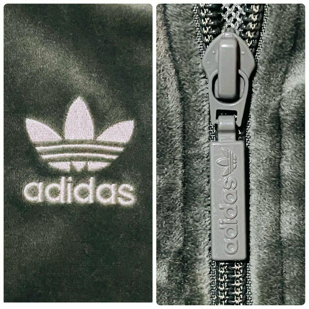 【極美品】アディダス トラックトップ ベロアジャケット ジャージ XL グリーン