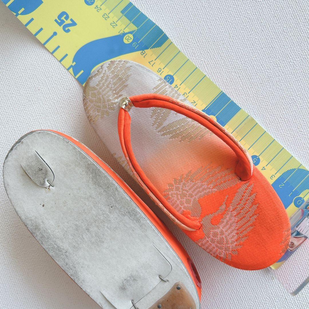 セット　七五三　7歳女の子　長着＆袋帯＆袖なし長襦袢＆小物　オレンジ地　菊金糸