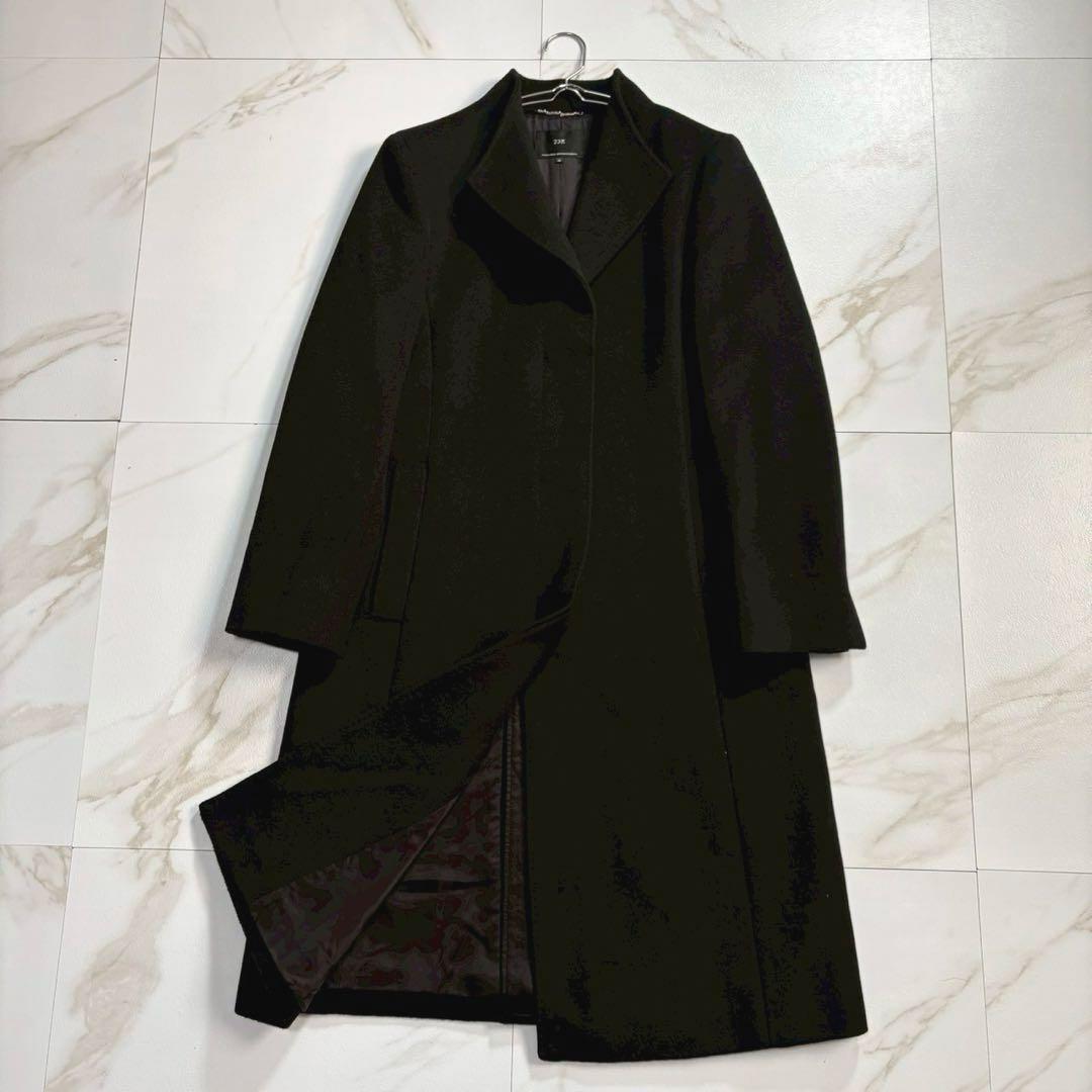 【極美品】23区 ウールアンゴラビーバー スタンドカラー コート 黒 38 M