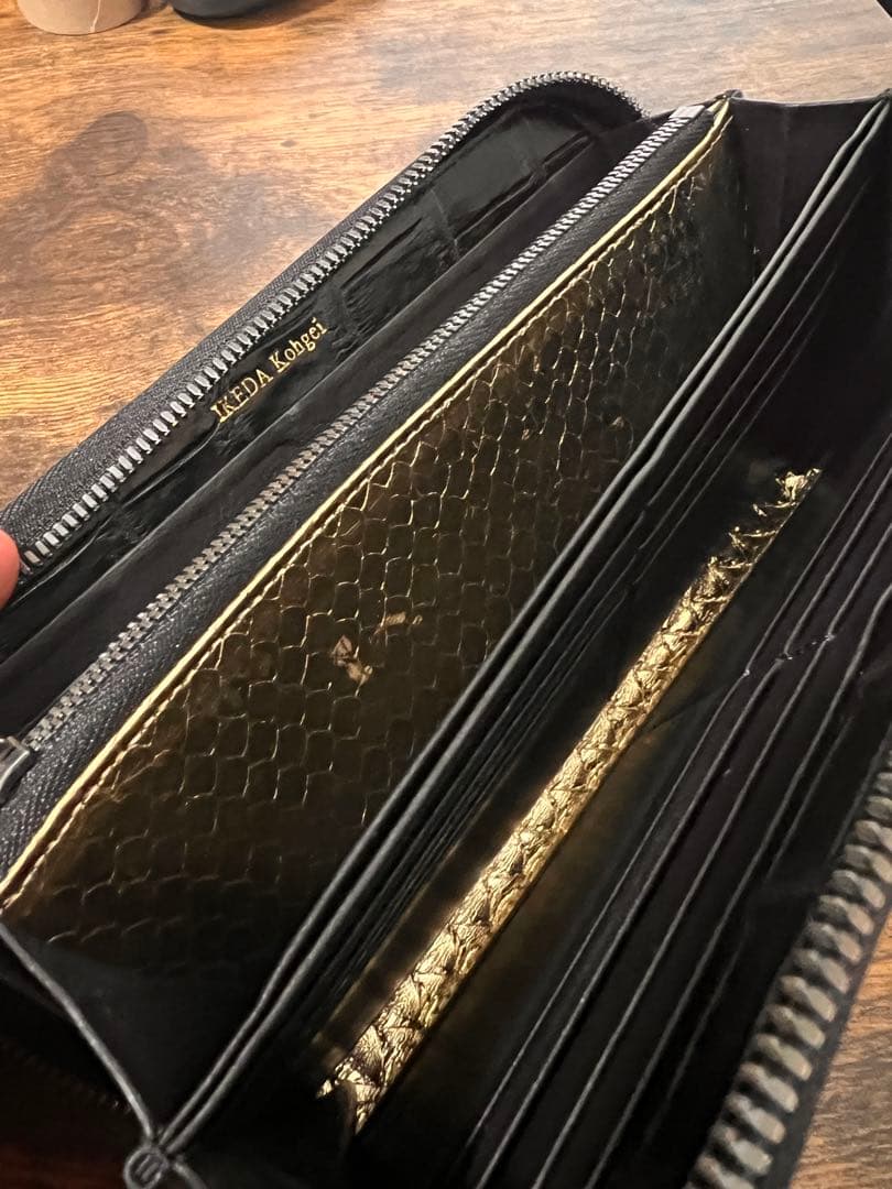 池田工芸　パイソン　長財布　翡翠グリーン