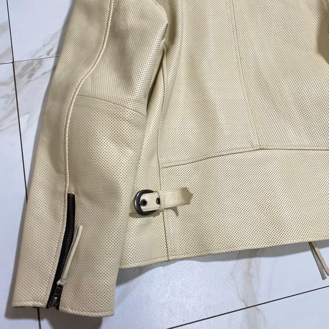 希少⭐︎リューグーレザーズ 牛革 カウレザーパンチングシングルライダースジャケット