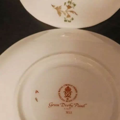 ロイヤルクラウンダービー パネル グリーン スープカップ＆ソーサー③④