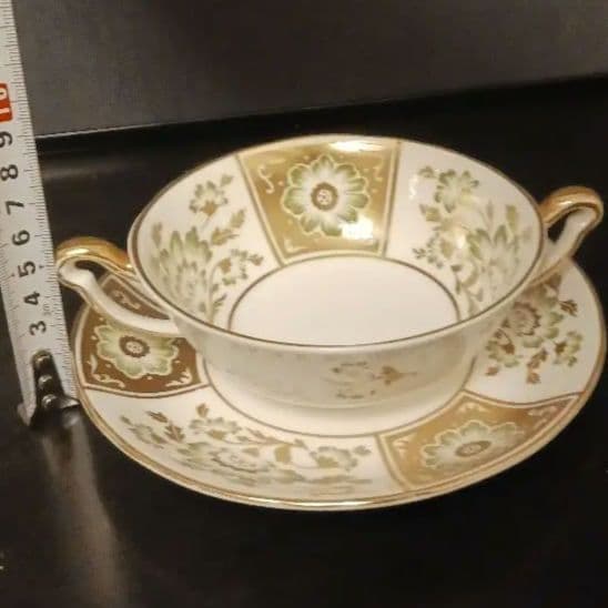 ロイヤルクラウンダービー パネル グリーン スープカップ＆ソーサー③④