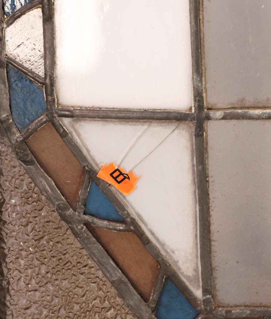 BK446　明治　大正　アンティーク　ステンドグラス　扉　ダイヤカットガラス