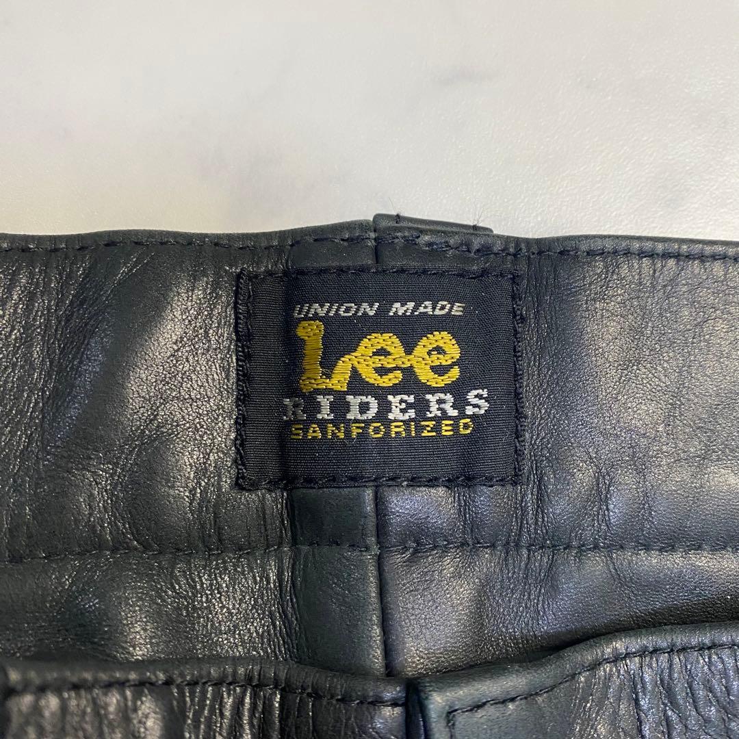 【美品】Lee リー　レザーパンツ　32×34 ブラック　黒　牛革