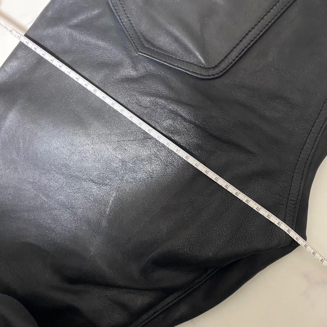 【美品】Lee リー　レザーパンツ　32×34 ブラック　黒　牛革