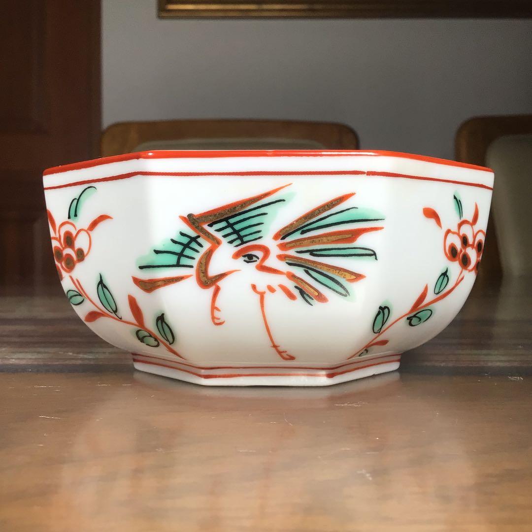 たち吉　『赤呉須花鳥』　赤絵金彩　小鉢　5枚　縁起物