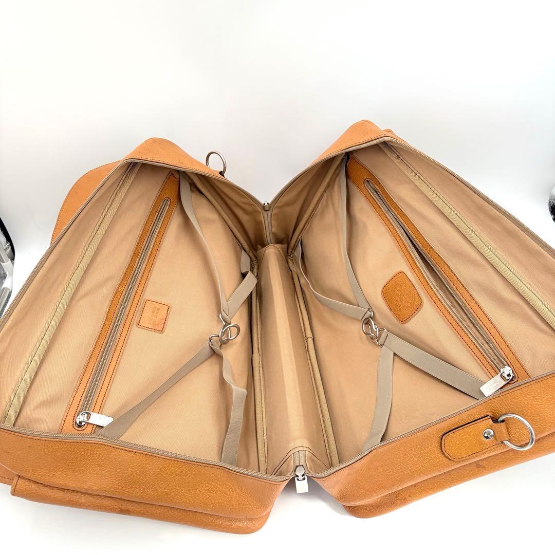 オロビアンコ ガーメントバッグ レザー×キャンバス キャメル スーツキャリー仕様