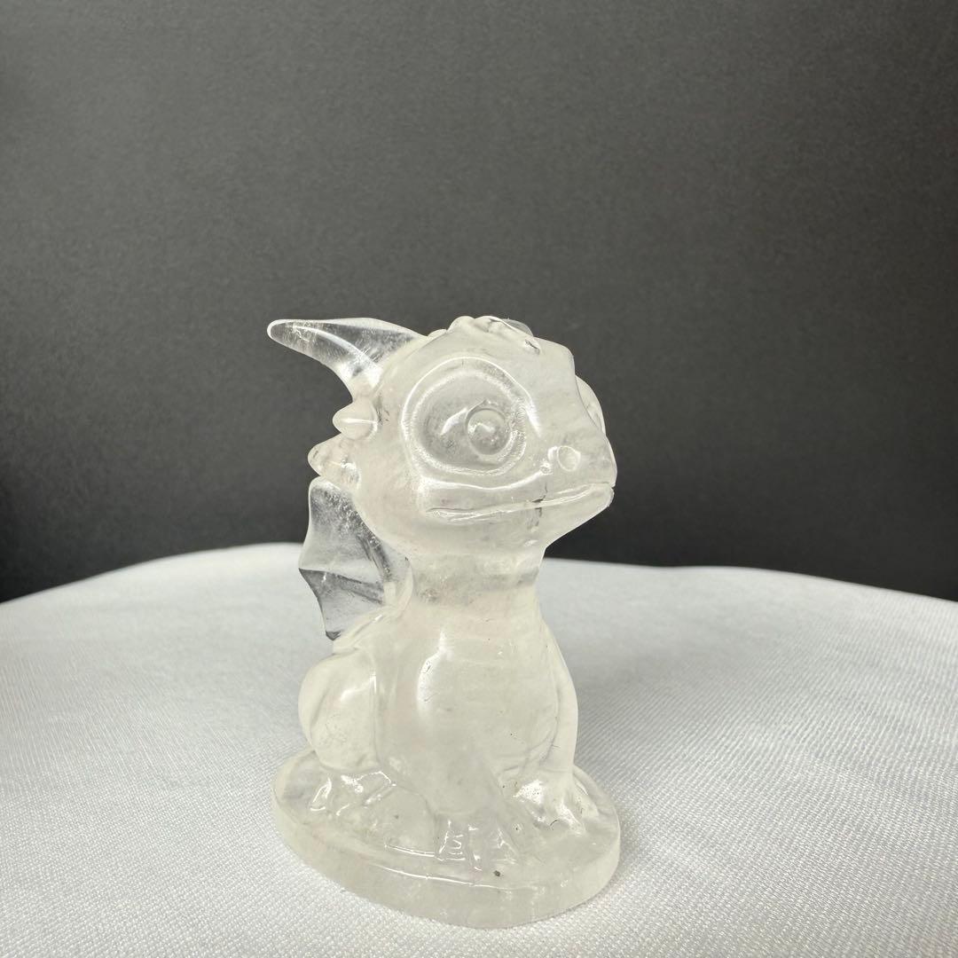 【MHUSK】天然石水晶の飛竜　置物　彫物NO.013007