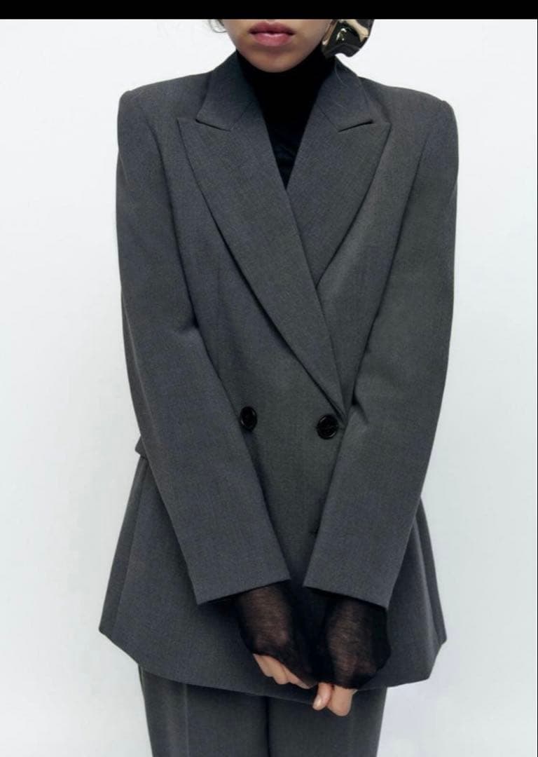 ZARA ダブルブレストスーツ　セットアップ　グレー