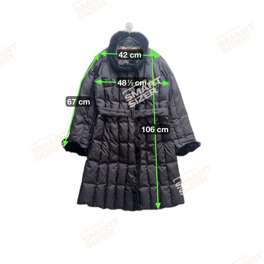 バーバリーロンドン　ダウン　ロング　大きいサイズ　44　ノバチェック　黒　ファー