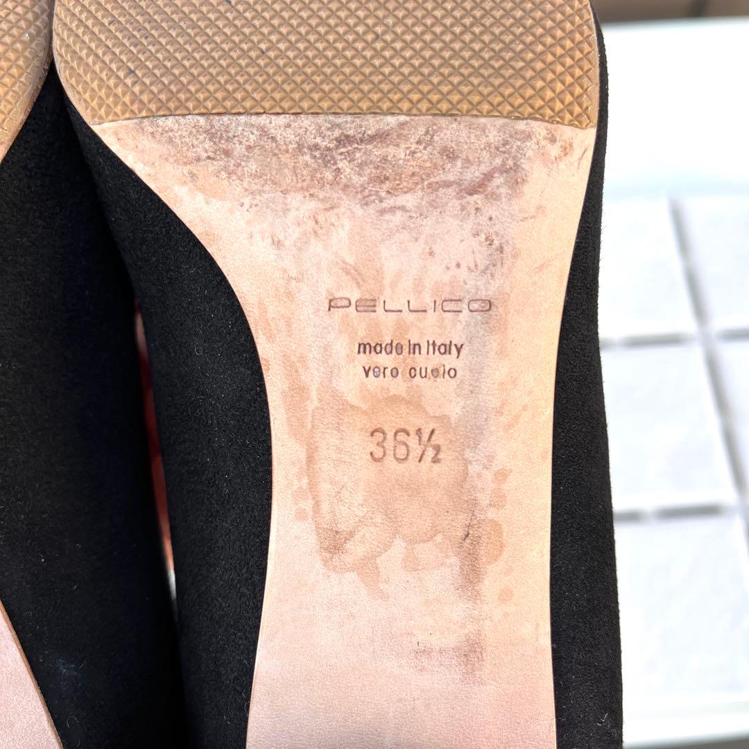 36.5 PELLICO ローヒール　パンプス　黒　スエード　23.5