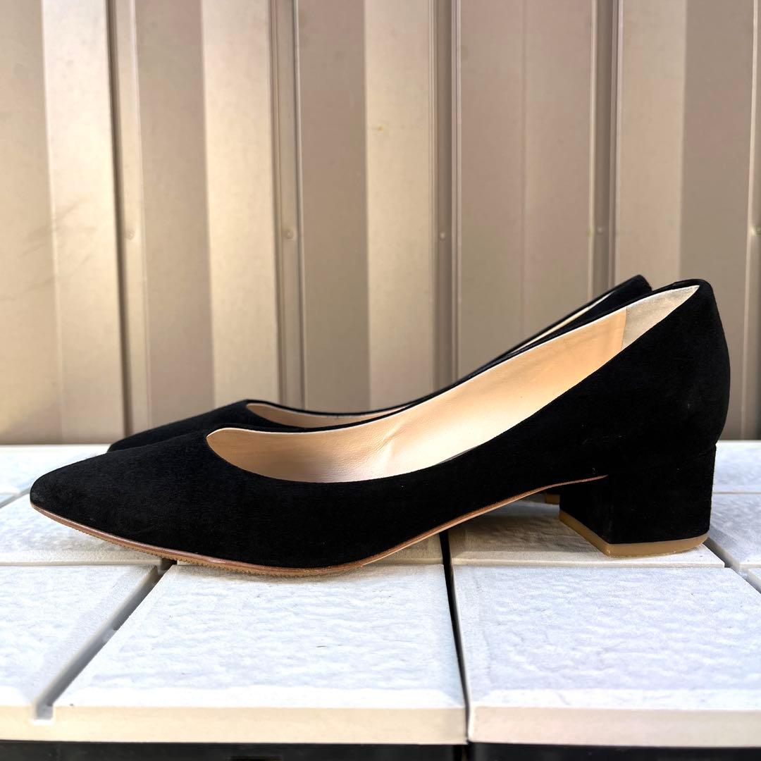 36.5 PELLICO ローヒール　パンプス　黒　スエード　23.5