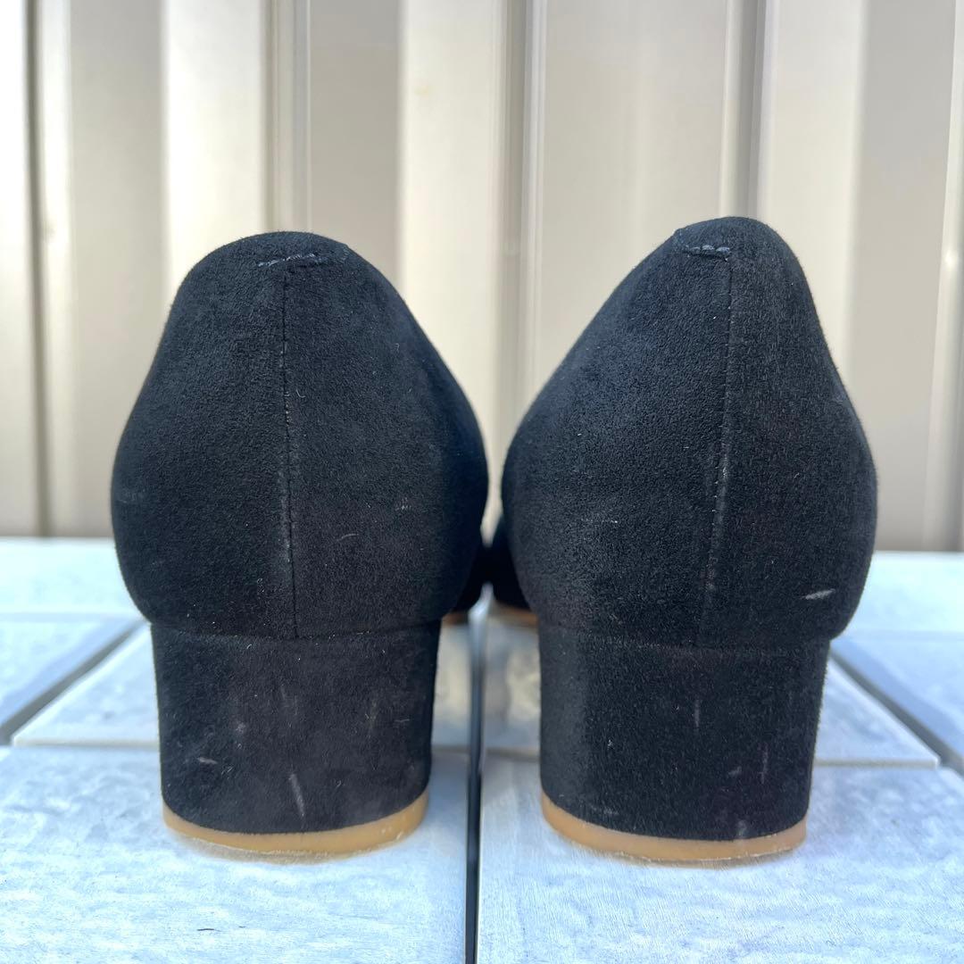 36.5 PELLICO ローヒール　パンプス　黒　スエード　23.5
