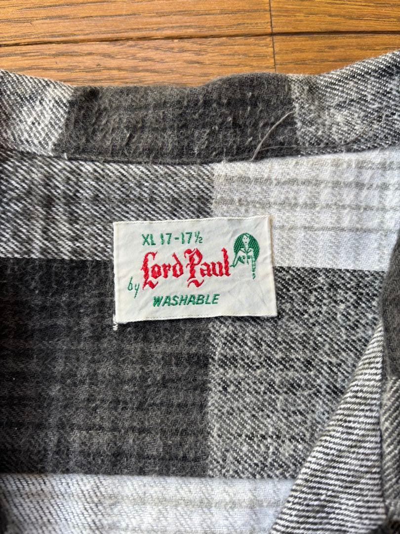 50s 60s オンブレ ブロックチェック フランネルシャツ XL