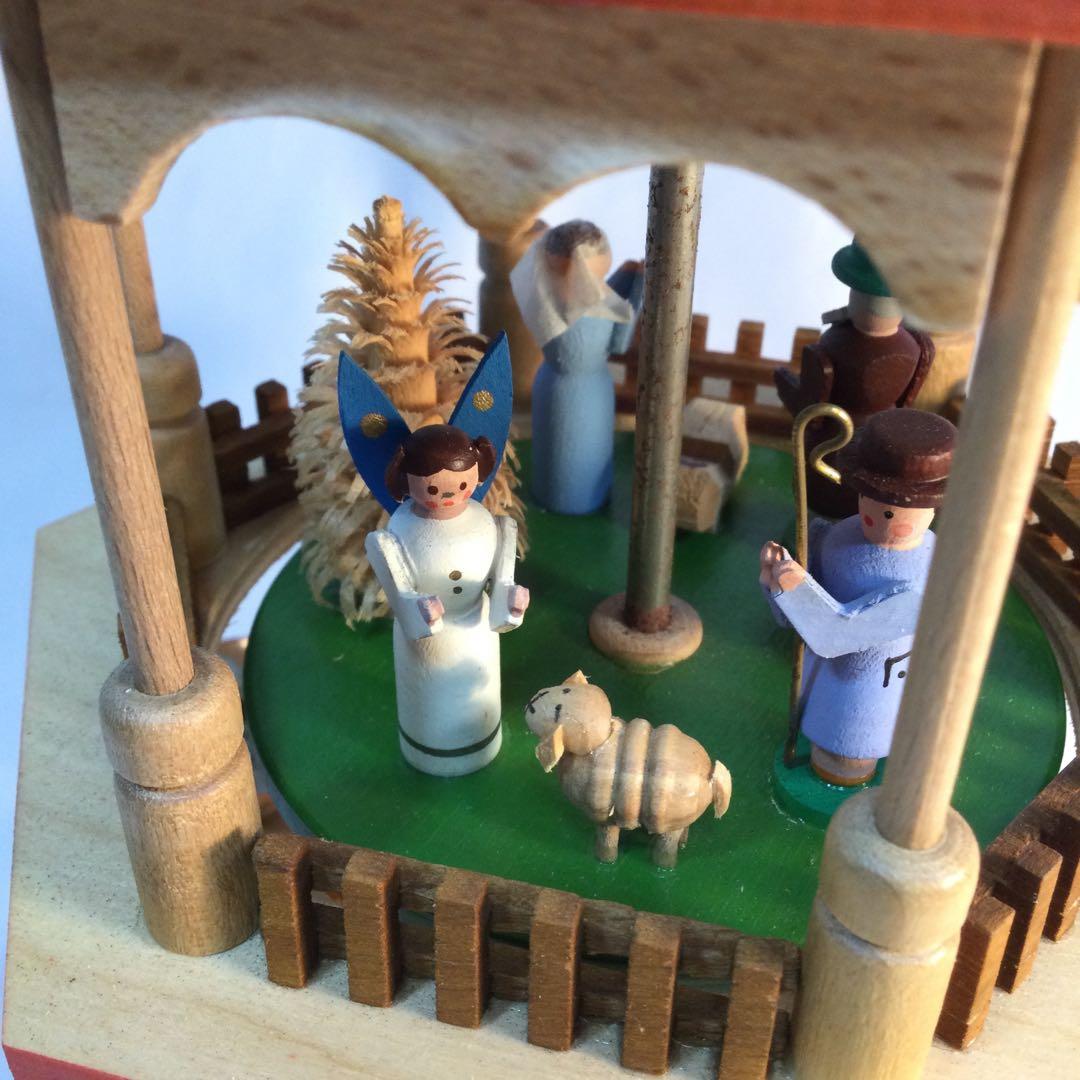 クリスマス　飾り　蝋燭3本　3段　回転　木製　ヴィンテージ　（2088）