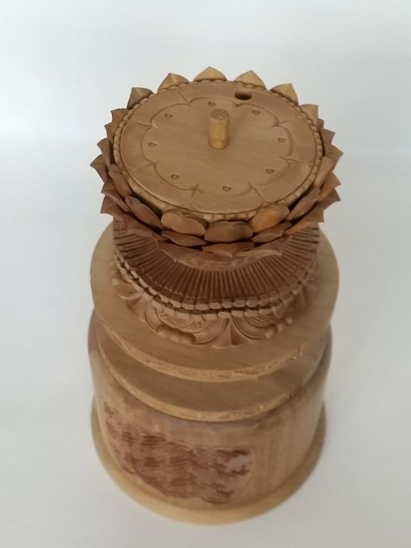 台座のみ 立像用【大】#492 背切 円型 ◆白檀 木彫 仏像付属品