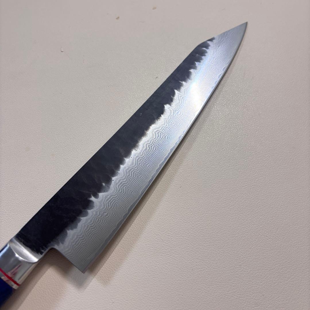 240mm黒打ちダマスカス　(切付型)牛刀シェフナイフ 牛刀【新品】。