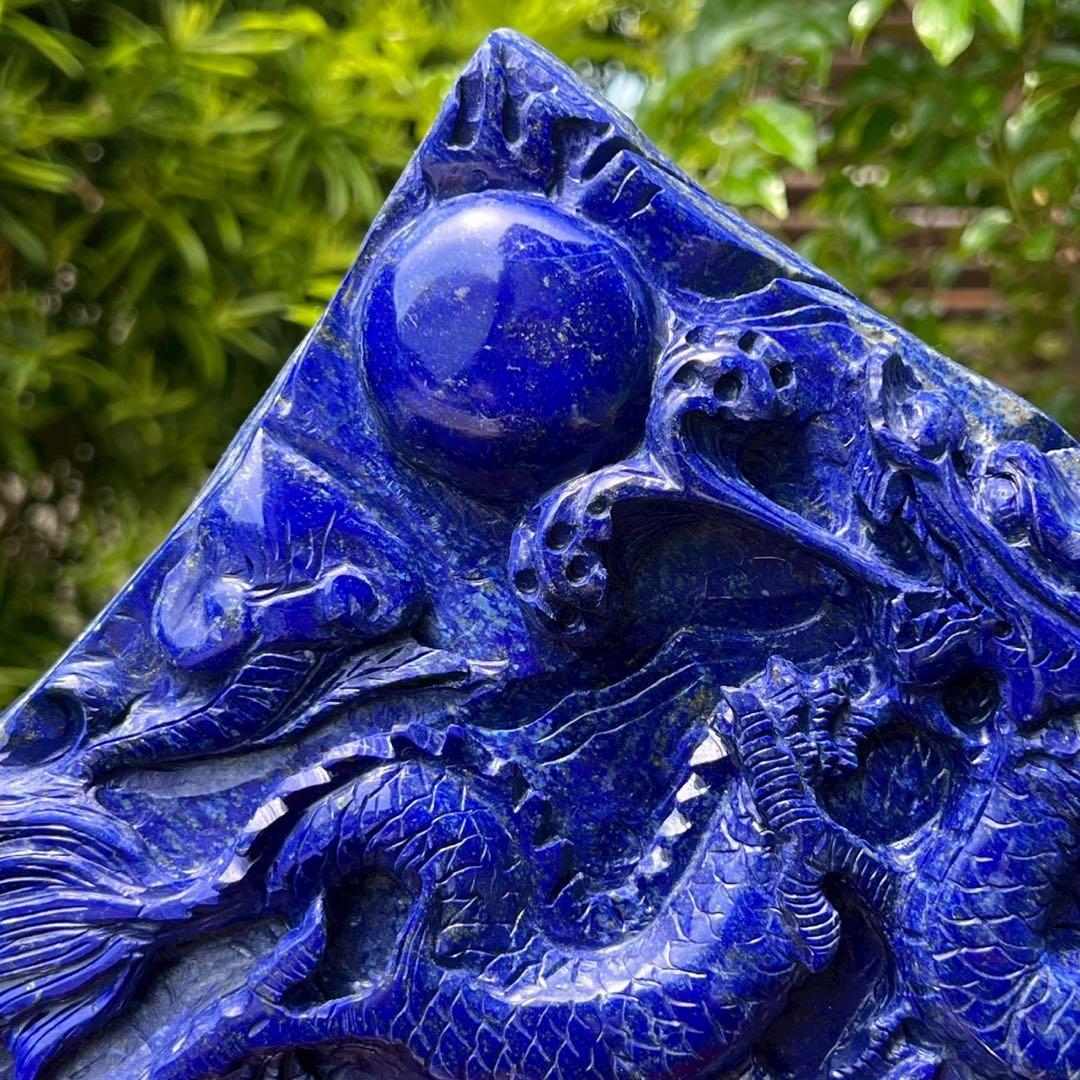 新年開運にも✨極上の逸品☆青龍✨ラピスラズリ 龍彫り 原石 天然石 置物 一点物