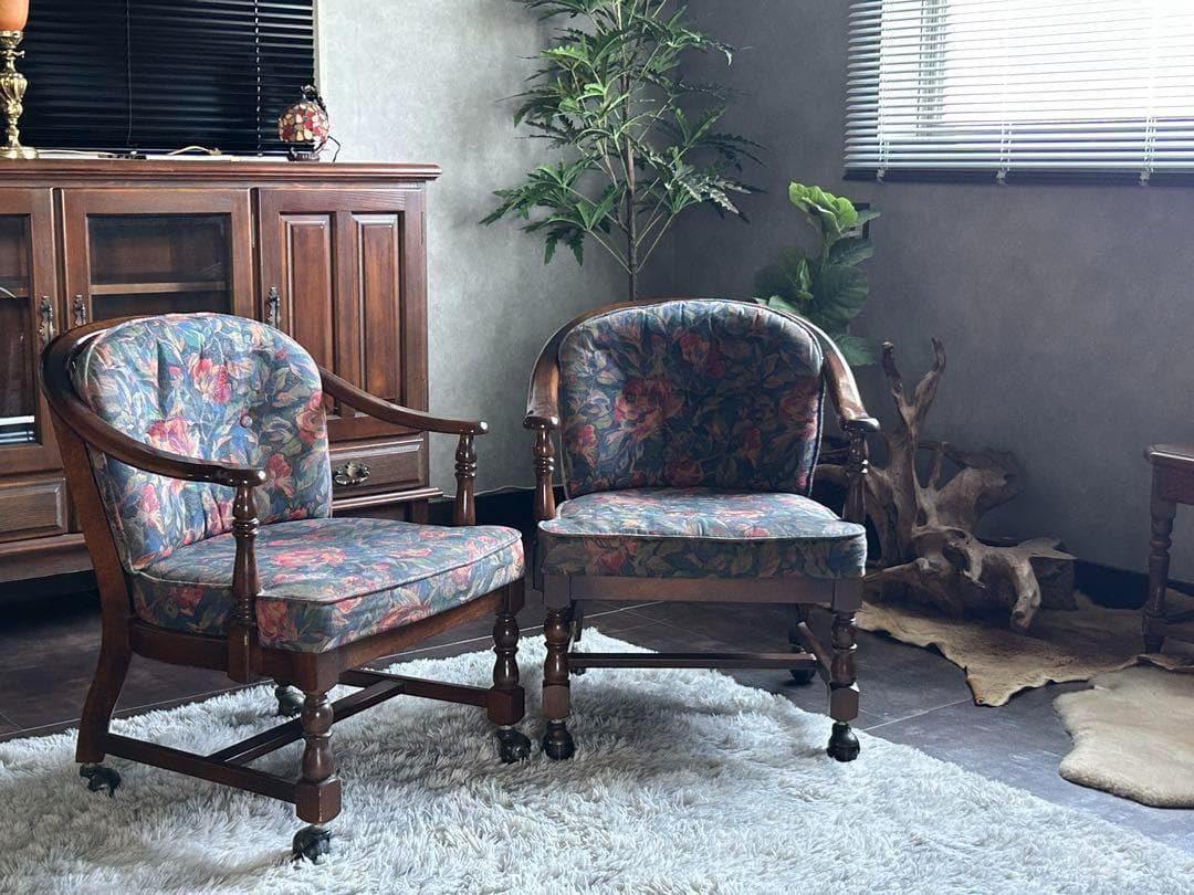 ②カリモク karimoku アームチェア　ヴィンテージチェア　2脚セット　GZ