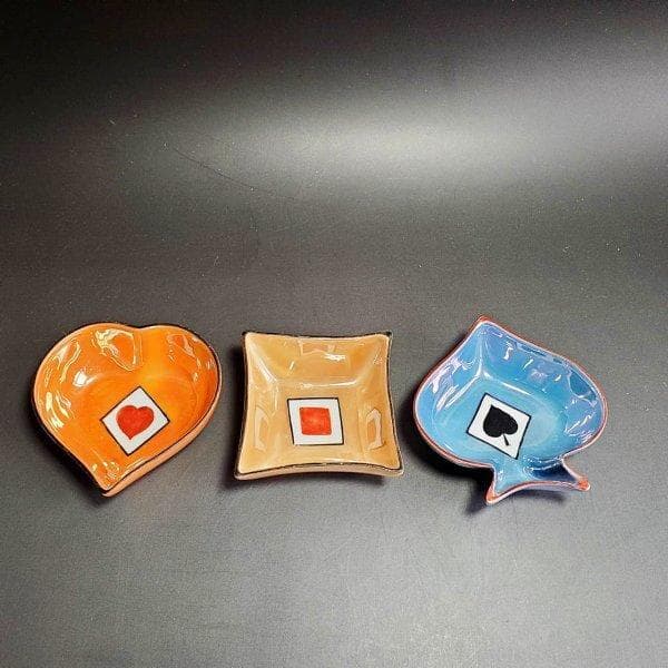 初期オールドノリタケ　メープルリーフ印　トランプ柄　小鉢3個