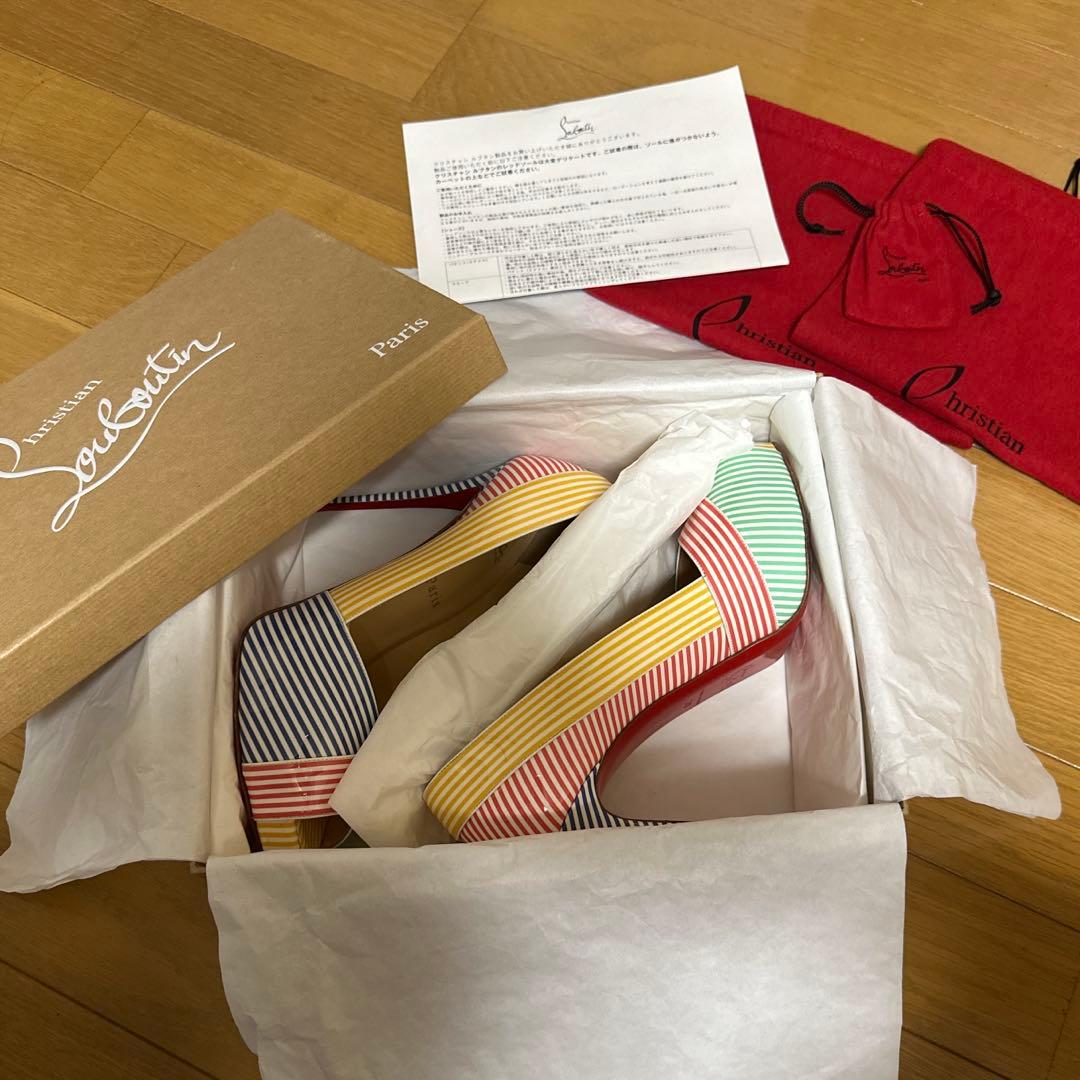 ルブタン カラフル ストライプ ヒール