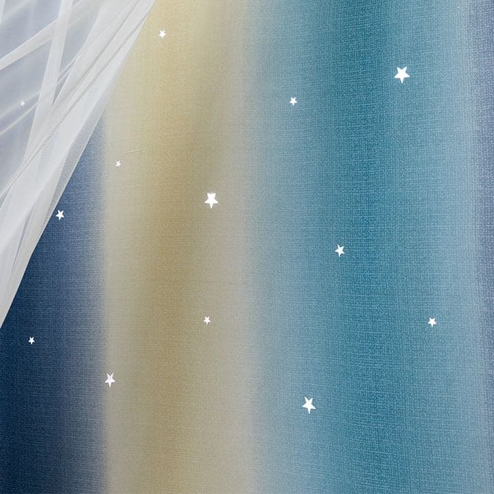 新品 カーテン 透かし彫り星柄  遮光 遮熱  両開き　2枚セット