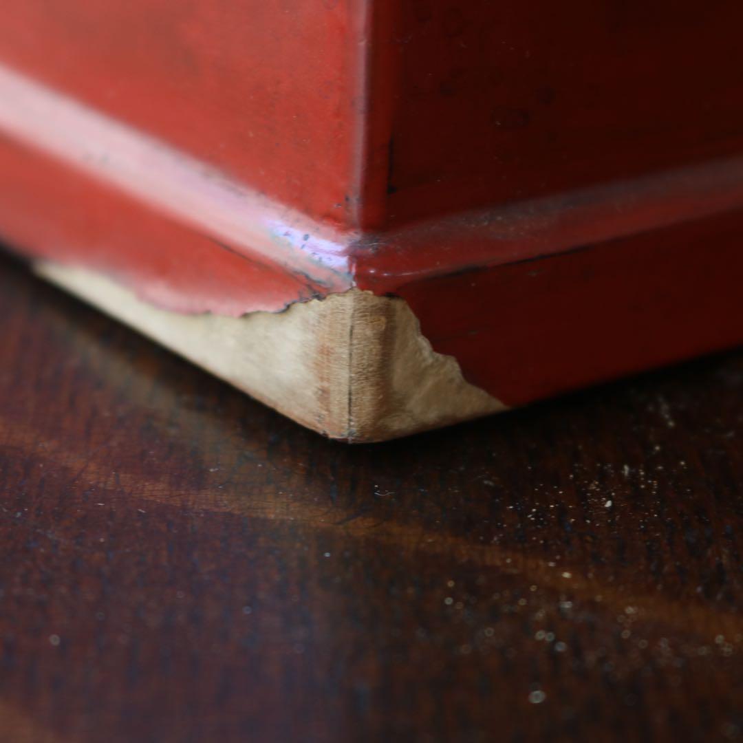 大正ロマンな根来塗が美しい時代裁縫箱お針箱（小引出し骨董民芸ブロカント