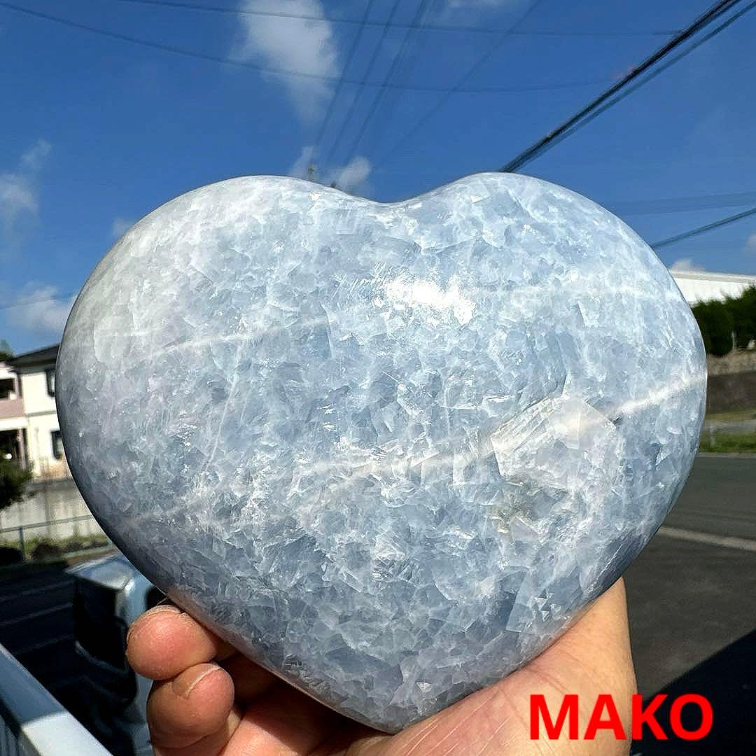 M1714☆ブルーカルサイトハート型原石1.6Kg☆天然石☆N50508-A