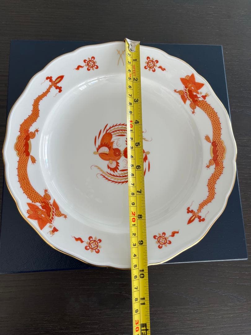 マイセン　明朝ドラゴンオレンジ　約25㎝プレート