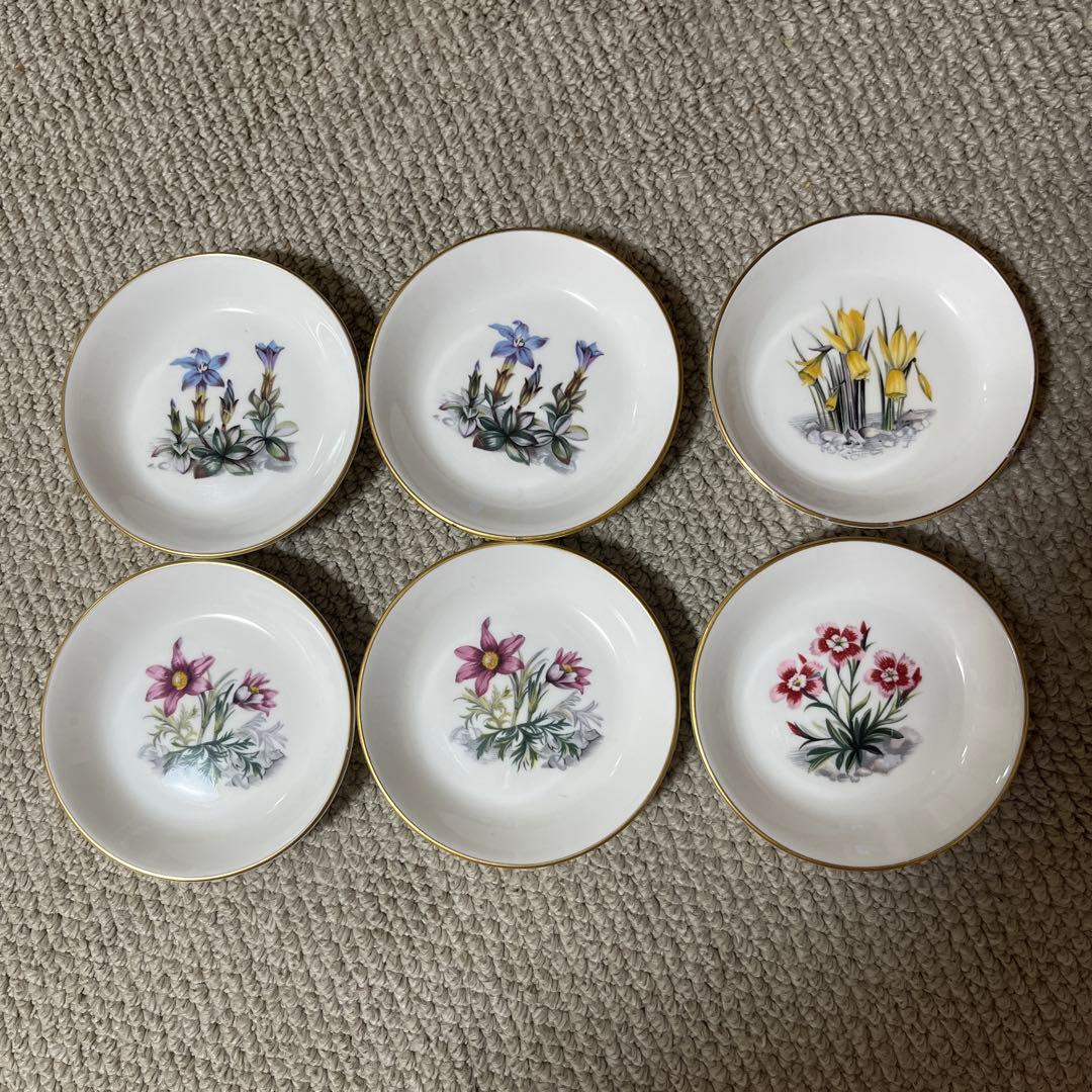 Worcester 花柄皿 6枚セット