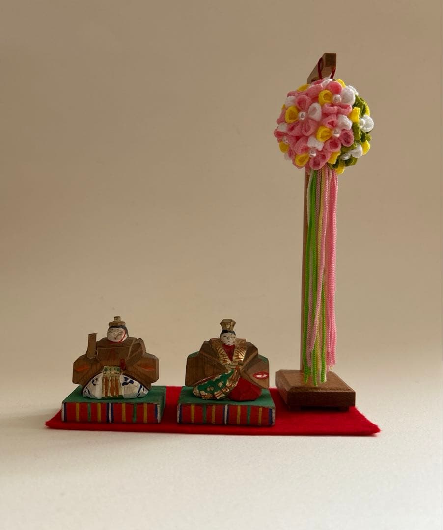一刀彫　雛人形　お雛様　雛飾り　薬玉　久寿玉　つまみ細工　縮緬細工　雛道具　豆雛