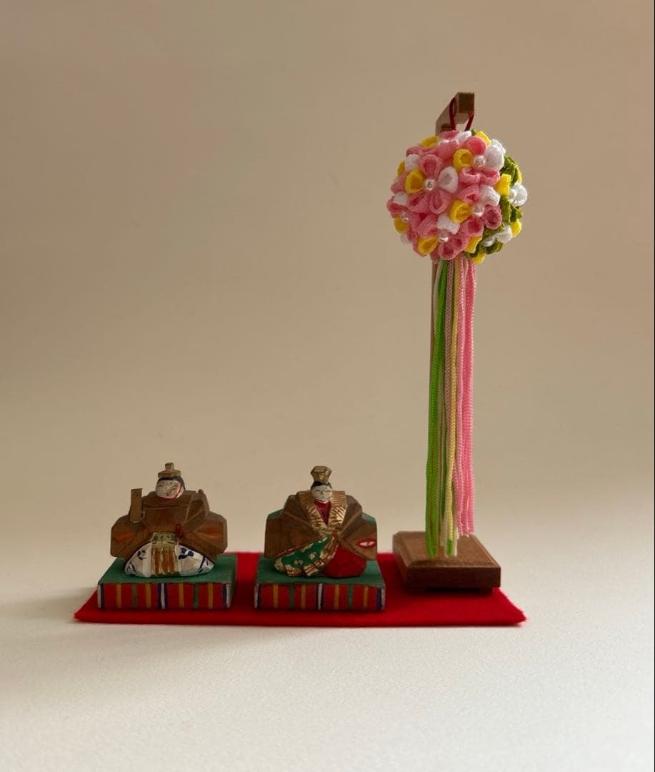 一刀彫　雛人形　お雛様　雛飾り　薬玉　久寿玉　つまみ細工　縮緬細工　雛道具　豆雛