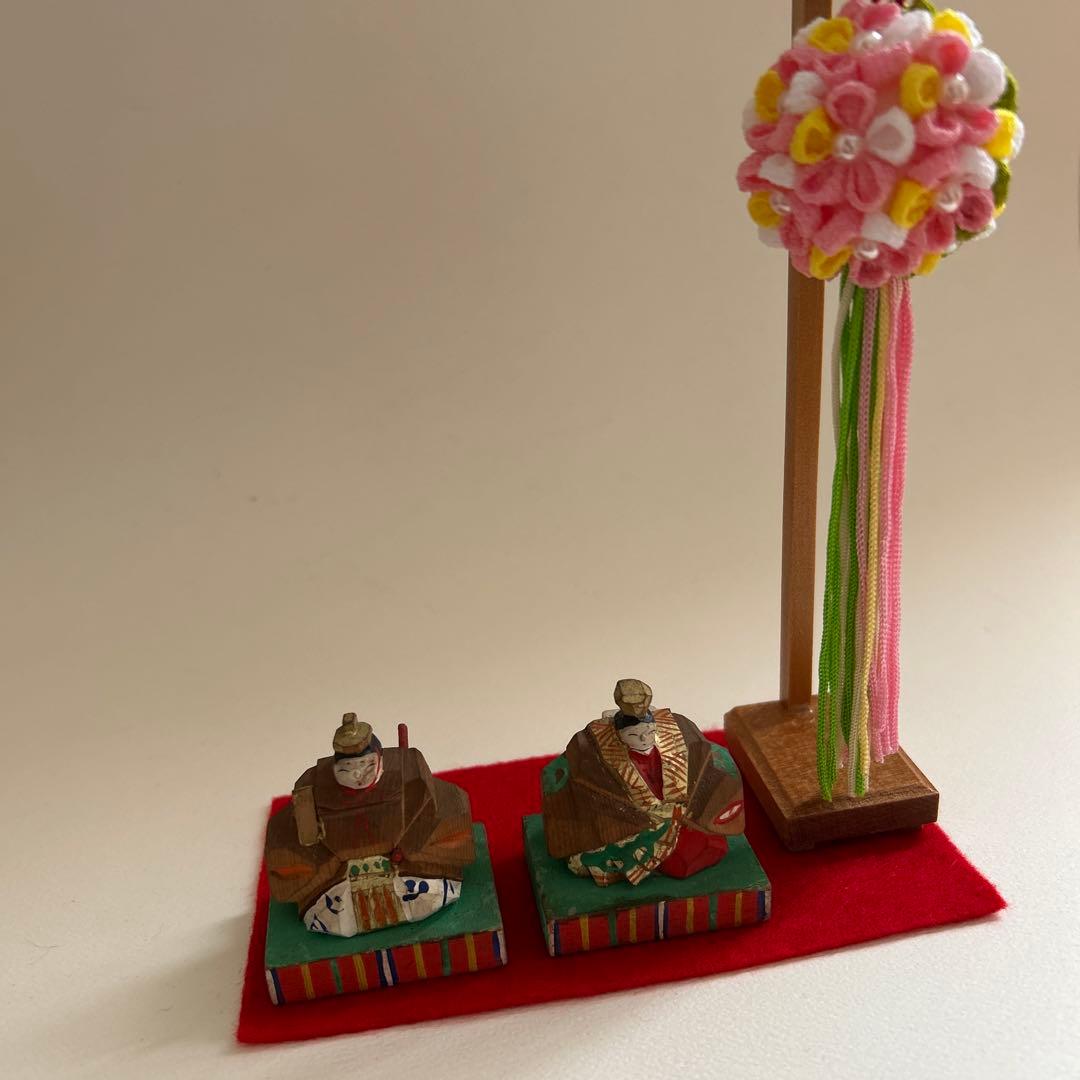 一刀彫　雛人形　お雛様　雛飾り　薬玉　久寿玉　つまみ細工　縮緬細工　雛道具　豆雛