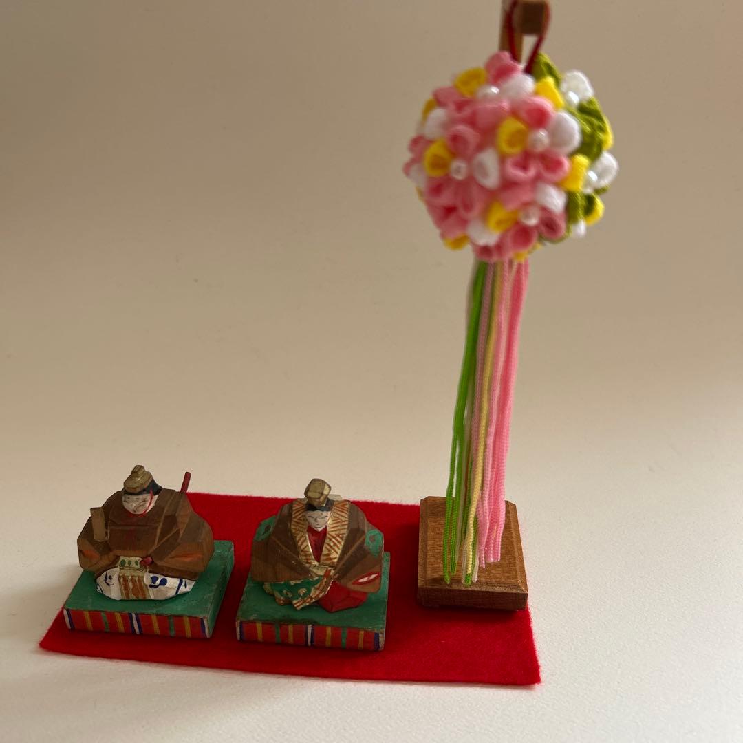一刀彫　雛人形　お雛様　雛飾り　薬玉　久寿玉　つまみ細工　縮緬細工　雛道具　豆雛