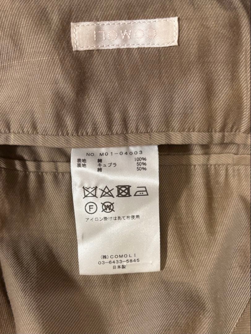 comoli コットンギャバジン タイロッケンコート カーキ